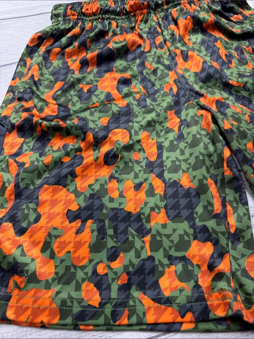 bcg Boys Orange & Green Camo Athletic Shorts